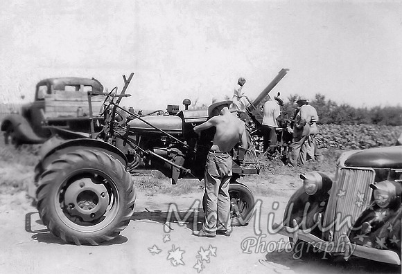 1950ish Melvin Mc on farm fixing stuff