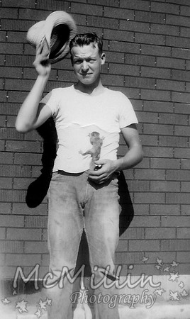 1950ish Melvin Mc with a baby squirrel