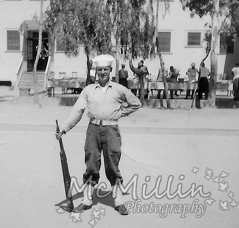 1953ish Melvin Mc in Navy with a gun