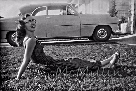 1954 mom with car