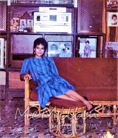 1985 photo of Lita at home with reel to reel