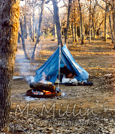 1985 Tony in my tent near Elk Mnt