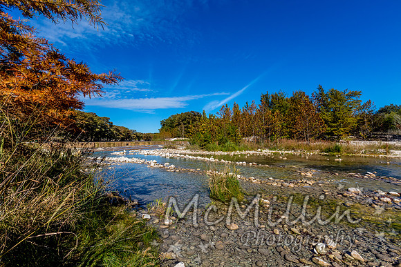 Bright Beautiful Fall Foliage on the Crystal Clear Frio River.