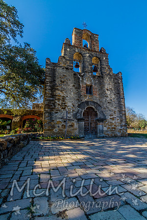 The Rustic and Historic Old West Spanish Mission Espada, established in 1690, San Antonio, Texas.