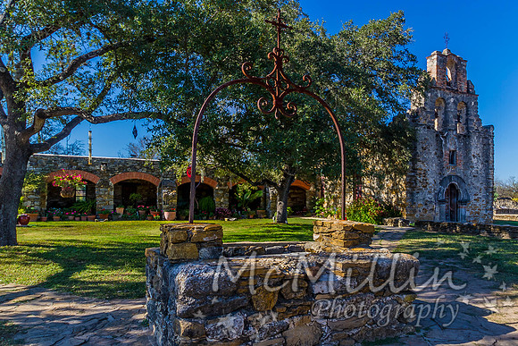 The Rustic and Historic Old West Spanish Mission Espada, established in 1690, San Antonio, Texas.