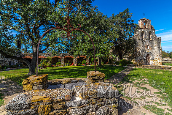 The Rustic and Historic Old West Spanish Mission Espada, established in 1690, San Antonio, Texas.