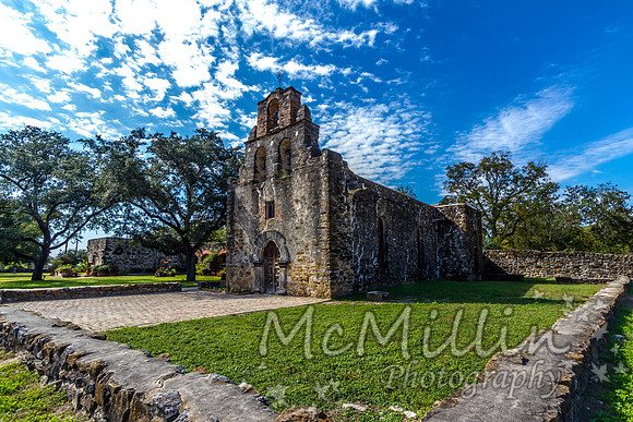 The Rustic and Historic Old West Spanish Mission Espada, established in 1690, San Antonio, Texas.