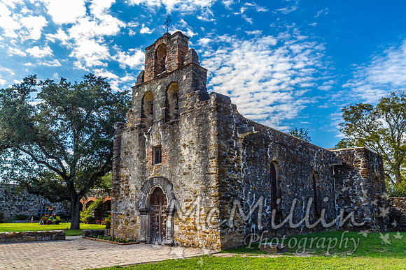 The Rustic and Historic Old West Spanish Mission Espada, established in 1690, San Antonio, Texas.