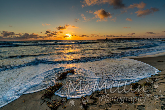 California ocean golden sunset with surf