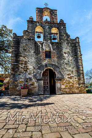 The Rustic and Historic Old West Spanish Mission Espada, established in 1690, San Antonio, Texas.