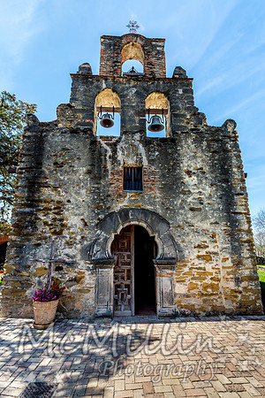 The Rustic and Historic Old West Spanish Mission Espada, established in 1690, San Antonio, Texas.