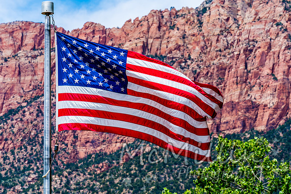 American Flag at Zion National Park, USA